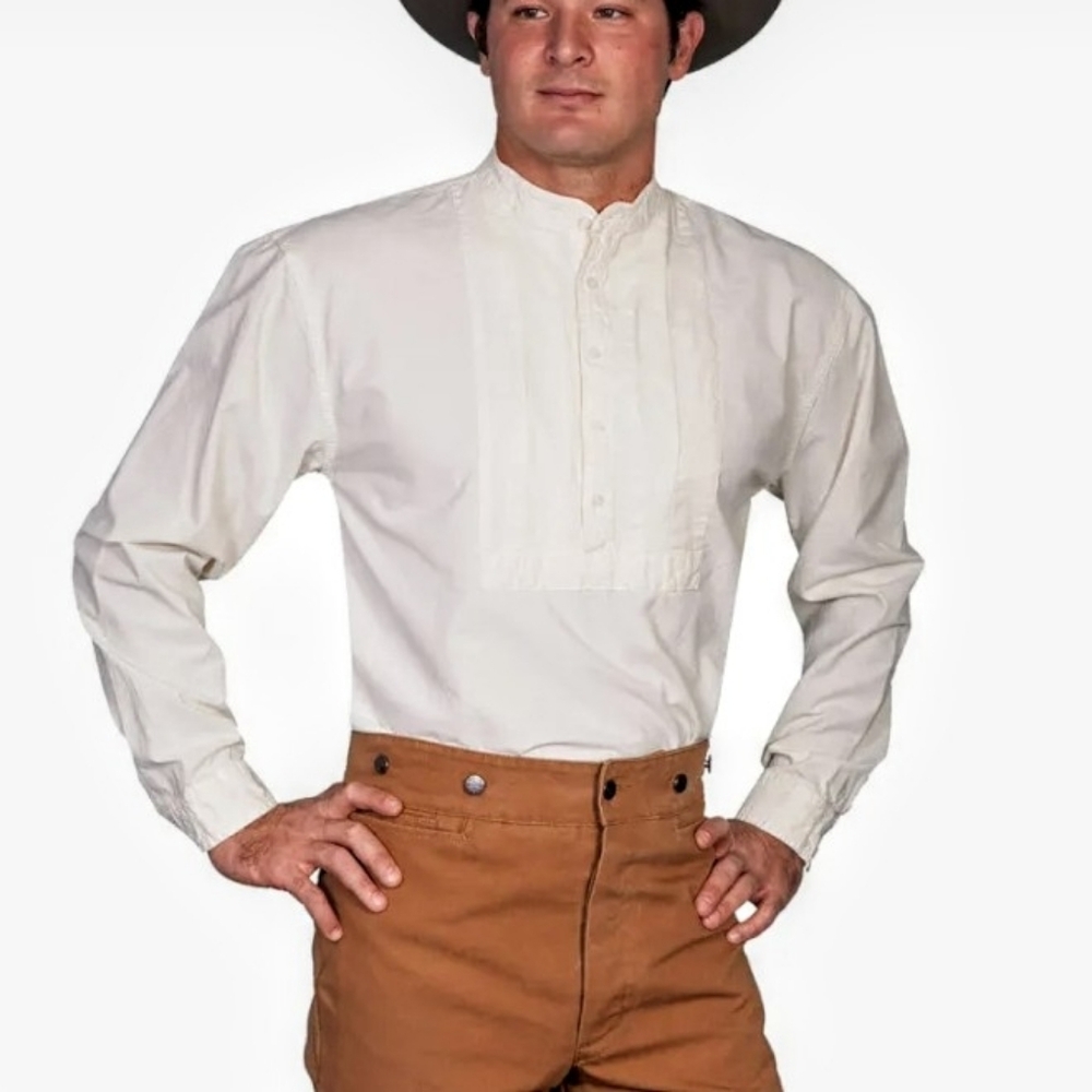 Scully White Pleated Range Wear Shirt for Men